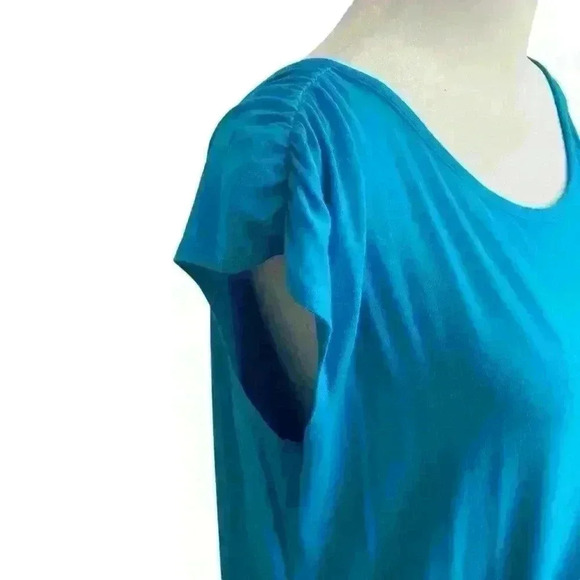 Chico's Taryn Tee Shirt Dress Size 12/14 Robin Egg Blue Stretch Flowy Casual - Picture 6 of 10